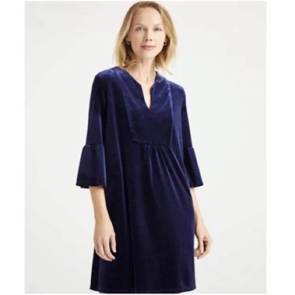 Jude Connally Women's Kerry Shift Navy Blue Velvet Dress Size M